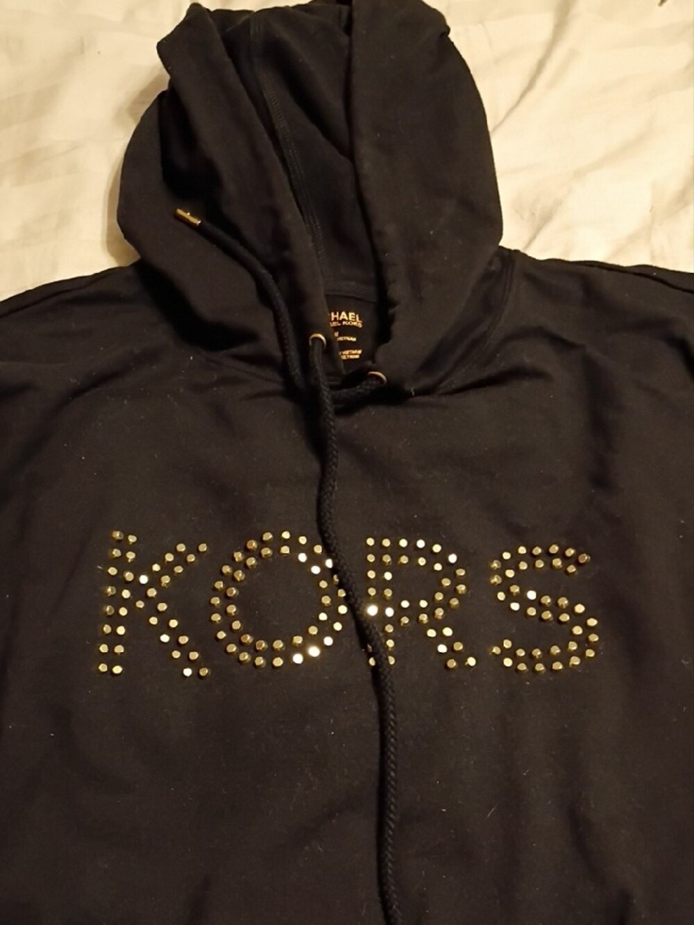 Michael Kors Black Pullover Hoodie With Gold Studded Kors View 2